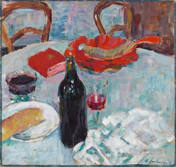 Alexey Petrovich Bogolyubov Painting - stilleben mit weinflasche 1904 Alexej von Jawlensky